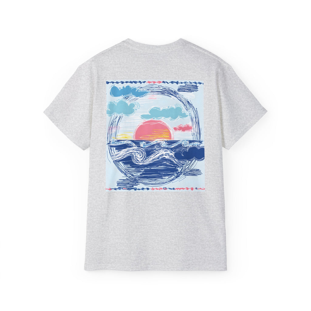 Sunset Wave Tee — Beach Graphic Cotton T-Shirt - Peace Love & salt Collection